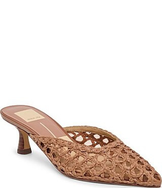 Dolce Vita Cleo Loop Raffia Kitten Heel Mules - 9.5 | Dillard's