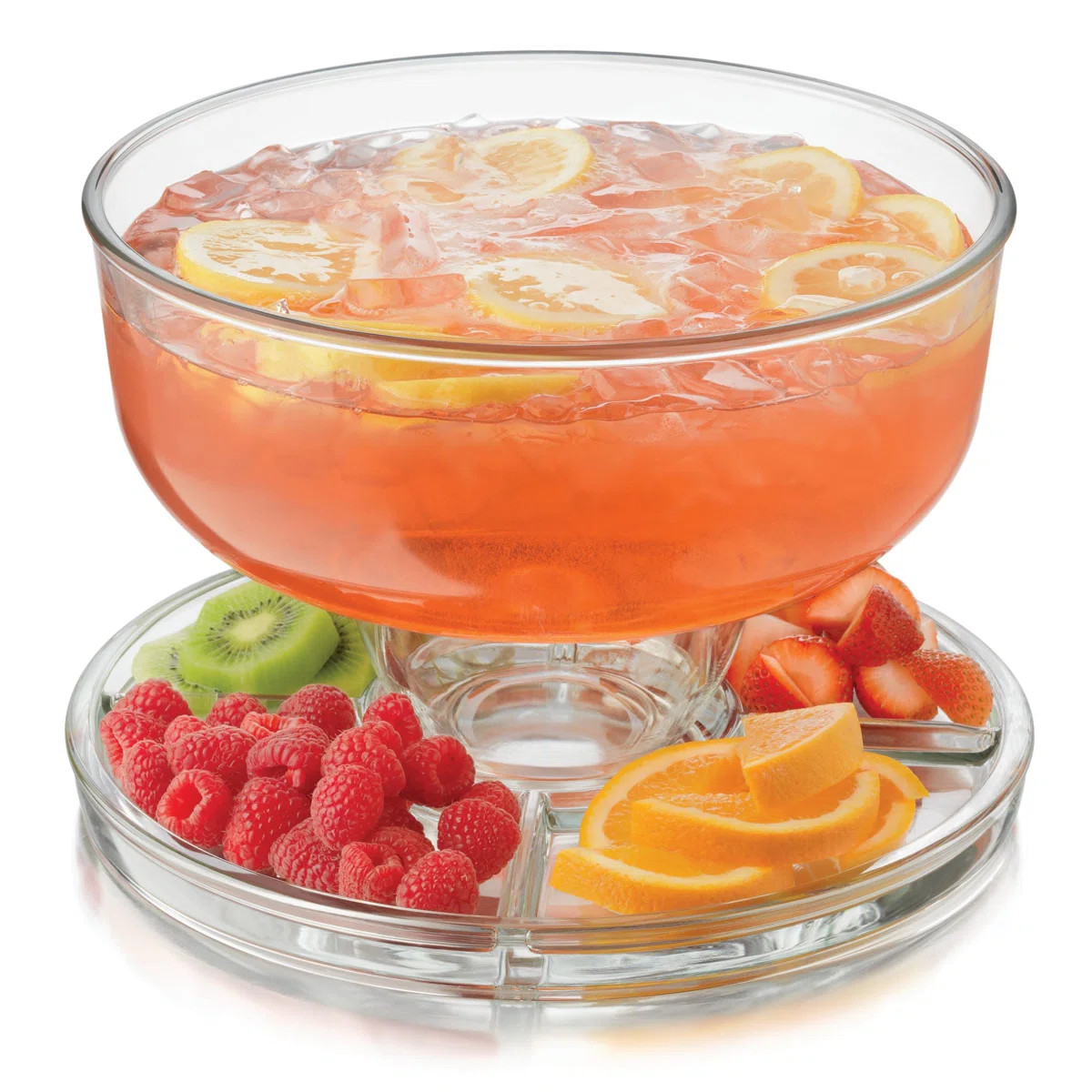 Libbey Selene 6-in-1 Multiuse Glass Server, Punch Bowl, Chip and Dip Bowl, Cake Stand | Wayfair North America