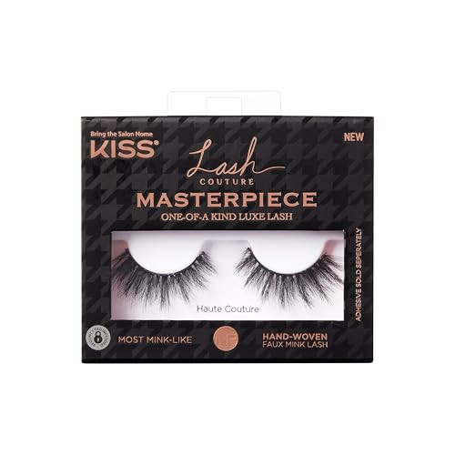 KISS Lash Couture Masterpiece Hand-Woven Faux Mink False Eyelashes, Style ‘Haute Couture’, 16mm, Easy to Apply, Reusable, Vegan, Cruelty Free, 1 Pair Strip Lashes | Amazon (US)