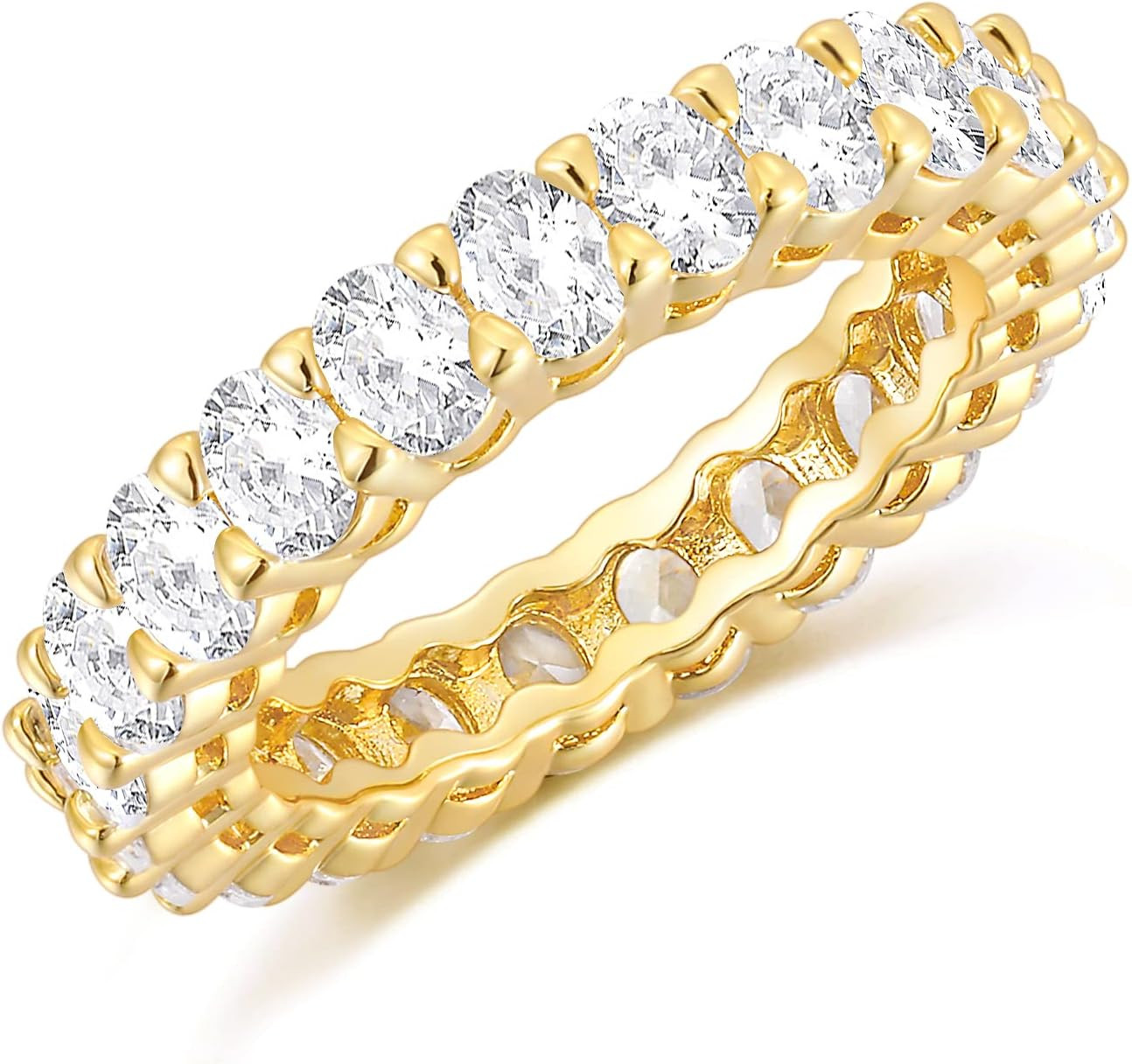 SHINYSO Wedding Band for Women Oval Cubic Zirconia Love Ring Engagement Stackable Promise Rings f... | Amazon (US)