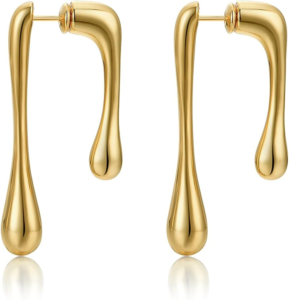 14K Gold Plated Earrings for Women Girls Dainty Pendant Earrings with 925 Sterling Silver Post Je... | Amazon (US)