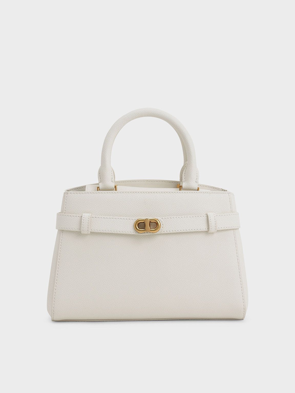 Cream Aubrielle Metallic-Accent Belted Bag | CHARLES & KEITH | Charles & Keith US