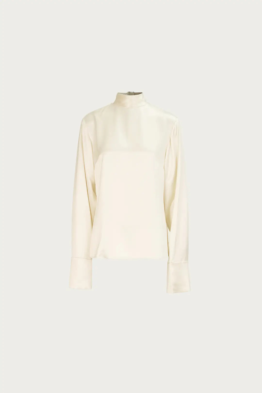 Satin Long Sleeve Blouse (Cream) | SAME