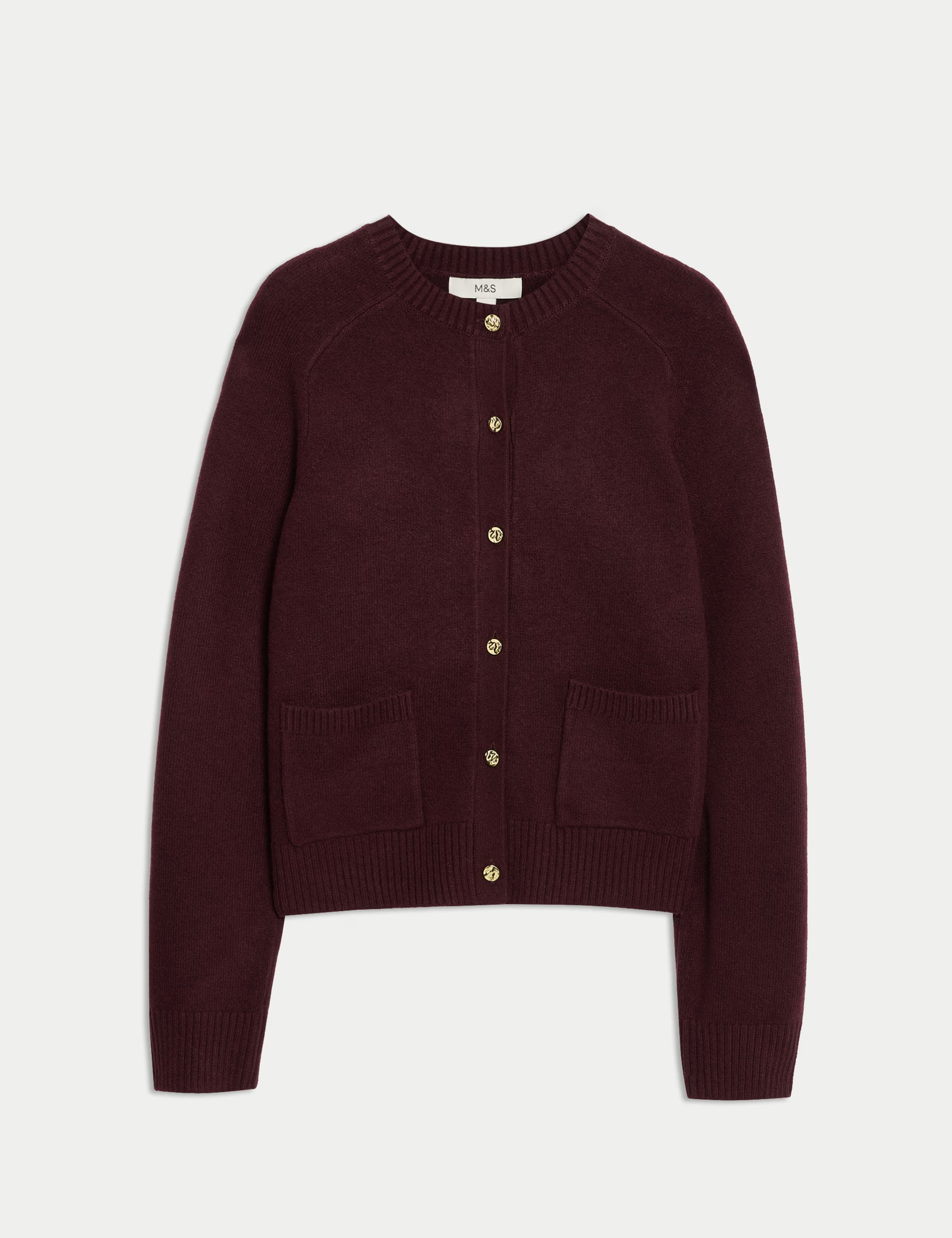 Air-Yarn Crew Neck Button Front Cropped Cardigan | Marks & Spencer (UK)