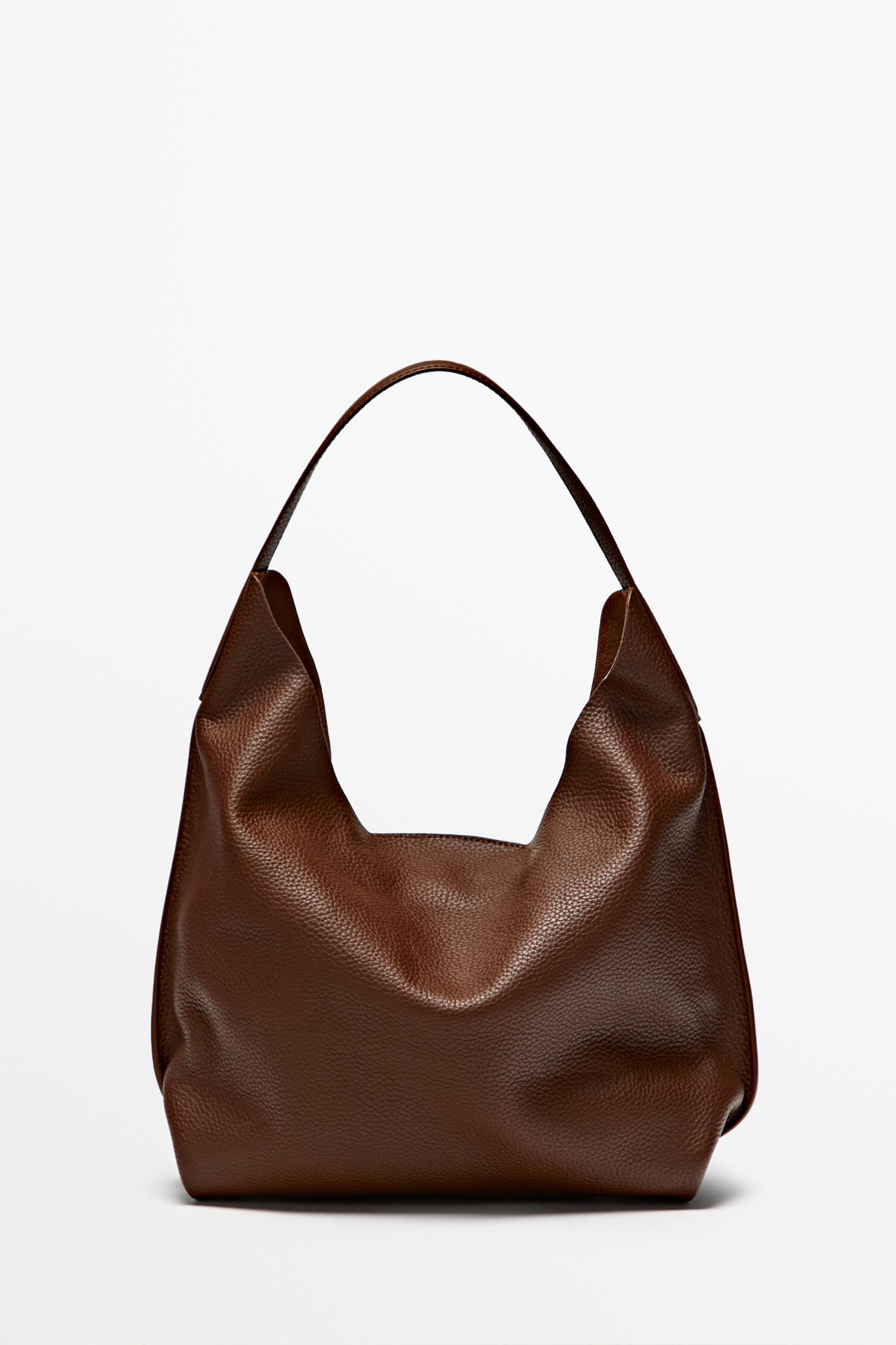 Medium nappa leather shoulder bag | Massimo Dutti US