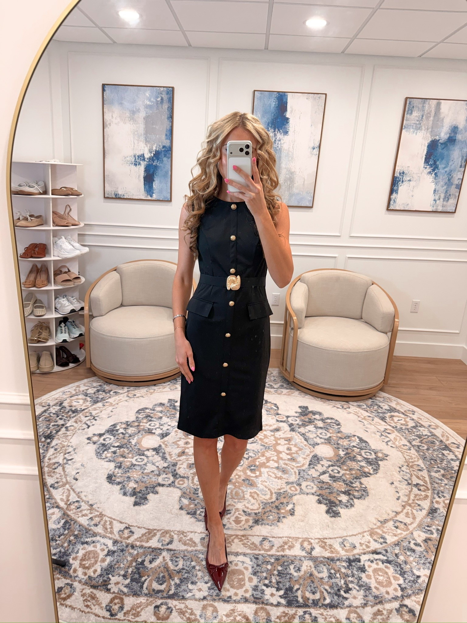 this black sheath dress from Amazon looks like it belongs in a much higher price bracket — the gold button detailing down the front and matching buckle belt give it such a polished, tailored feel, and the flap pockets are such a nice touch

true to size, 5'9" for reference. styled with burgundy heels

#LTKWorkwear #LTKSeasonal #LTKTall