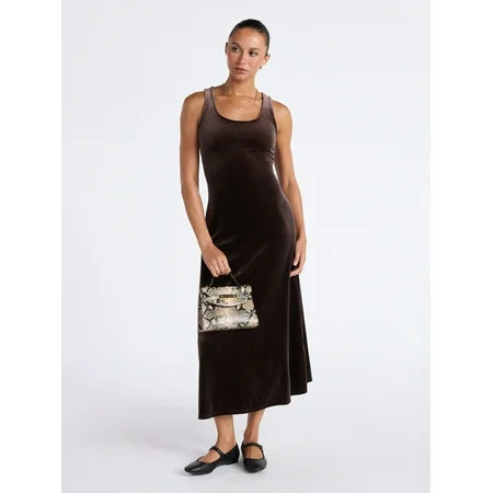 Time and Tru Women's Velvet Tank Maxi Dress, Sizes XS-XXXL | Walmart (US)
