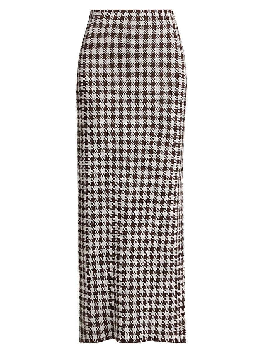 Women's Karina Gingham Maxi Skirt - Dark Chocolate Gingham - Size Large | Saks Fifth Avenue