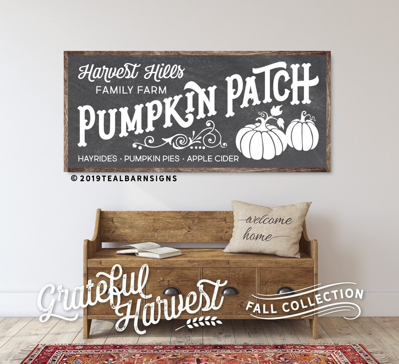 Personalized Pumpkin Patch Sign Fall Decor Wood Hand Painted Chalkboard Art  -- Vintage Modern Fa... | Etsy (US)