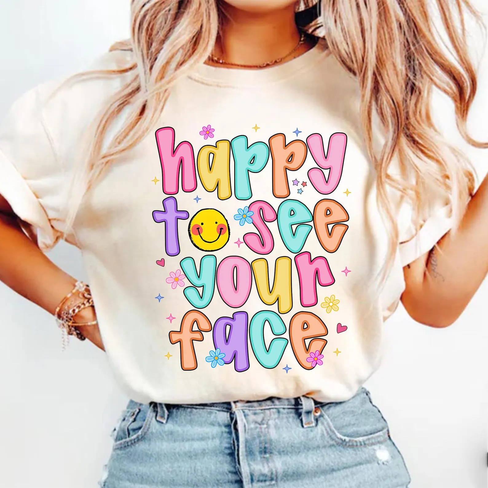 Happy to See Your Face, Teacher Back to School Shirt, Cute Teacher Shirt, Teacher Life Shirt, New... | Etsy (US)