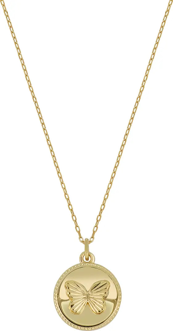 14K Gold Butterfly Medallion Pendant Necklace | Nordstrom