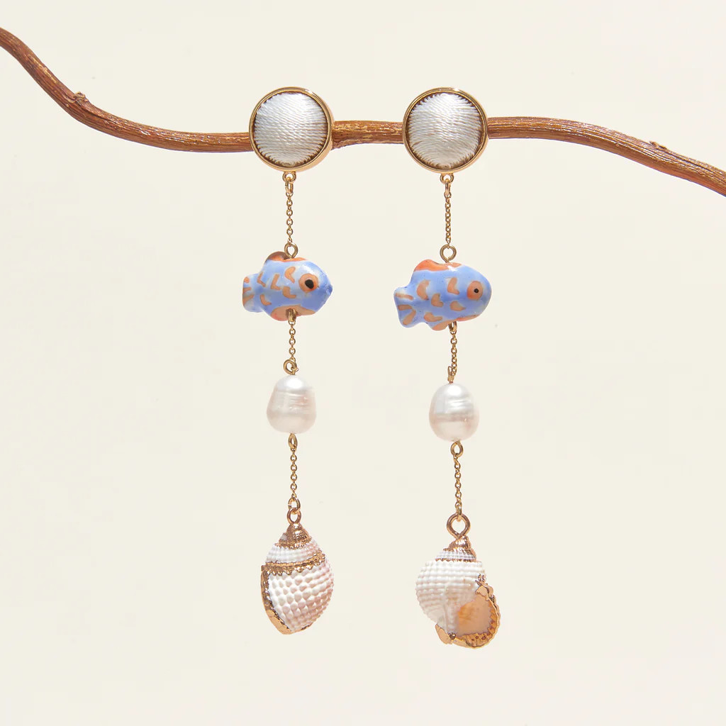 Amani Dangle Earrings Blue | Mignonne Gavigan