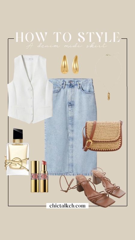 How to style a midi denim skirt!!
Four different ideas on how to style this summer must-have! 

#LTKunder100 #LTKFind #LTKstyletip