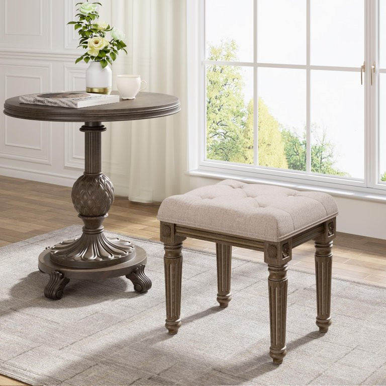 Upholstered Bench, 18'' French Vintage Square Small Ottoman Stool, Piano Bench Dining Bench Entry... | Walmart (US)