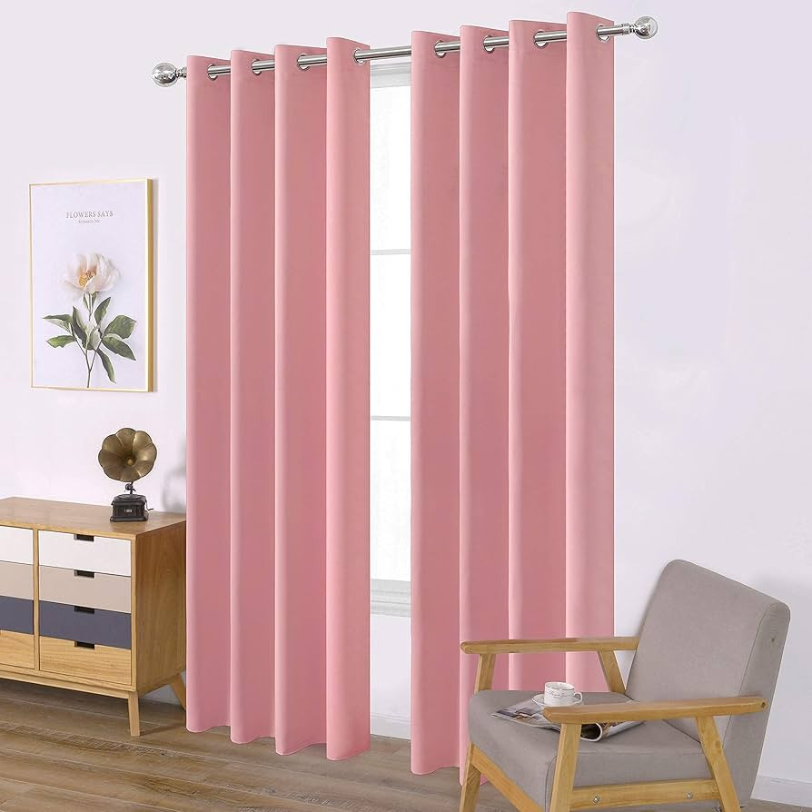 LEMOMO Baby Pink Bedroom Blackout Curtains/52 x 84 Inch Long/Set of 2 Curtain Panels/Thermal Insu... | Amazon (US)