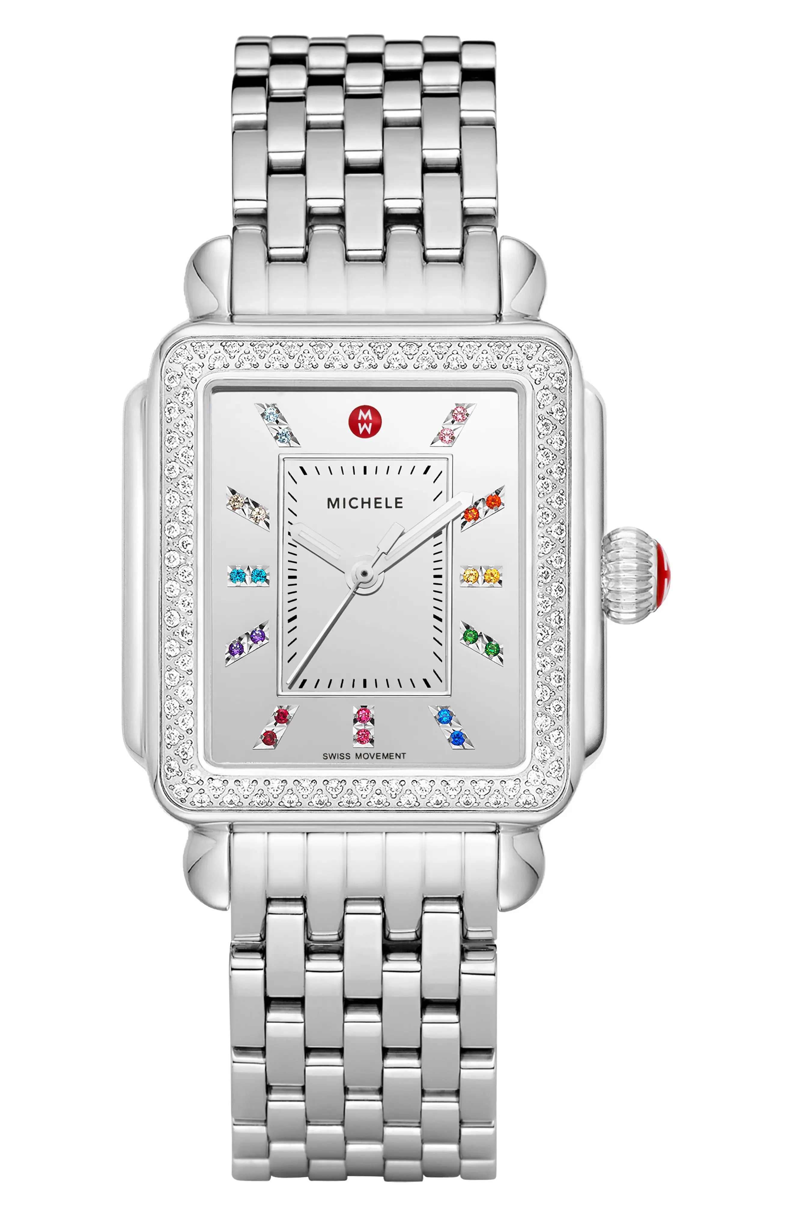 Women's Michele Deco Carousel Diamond Watch Head, 33mm X 35mm | Nordstrom