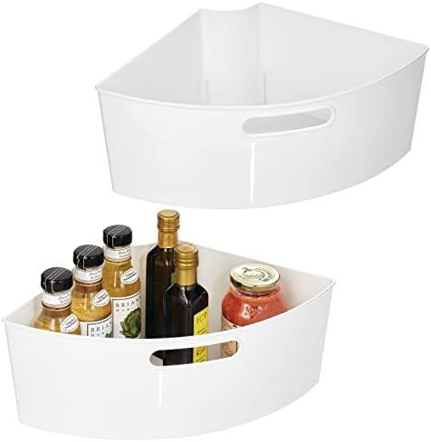 mDesign Plastic Pie-Shaped Storage Organizer Bins with Front Handle for Kitchen Cabinet, Fridge, ... | Amazon (US)