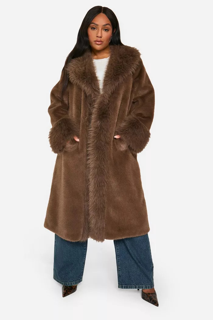 Plus Faux Fur Bonded Midaxi Coat | boohoo (US & Canada)