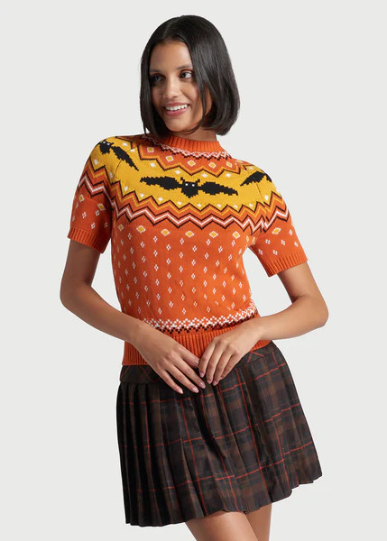 It Be Like 'Bat' Fair Isle Short Sleeve Sweater | ModCloth