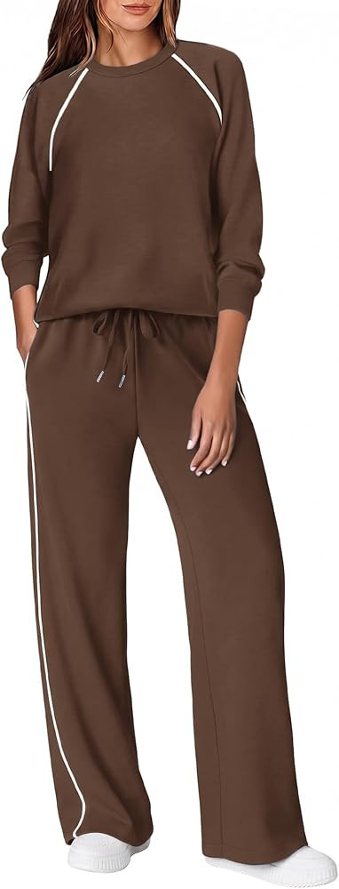 Ekoauer Lounge Sets for Women 2 Piece Sets Matching Wide Leg Pants Outfits     For Airport Vacati... | Amazon (US)