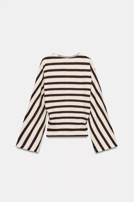STRIPED COTTON AND LINEN T-SHIRT | Zara Canada