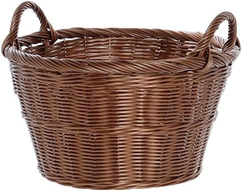 HUBERT Round Storage Basket with Handles, Dark Beige - 18" Dia x 10" H | Amazon (US)