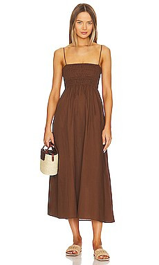 FAITHFULL THE BRAND Marieka Midi Dress in Chocolate from Revolve.com | Revolve Clothing (Global)