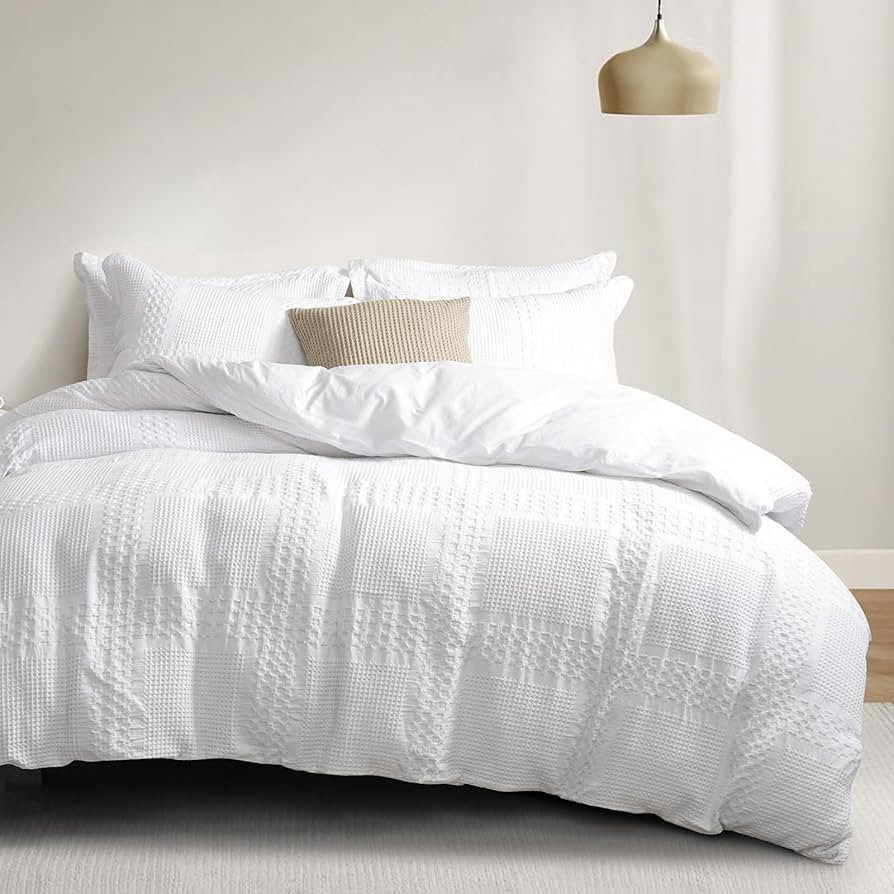 PHF 100% Cotton Duvet Cover Queen Size, Waffle Weave Duvet Cover Set for All Season, Pre-Washed S... | Amazon (US)