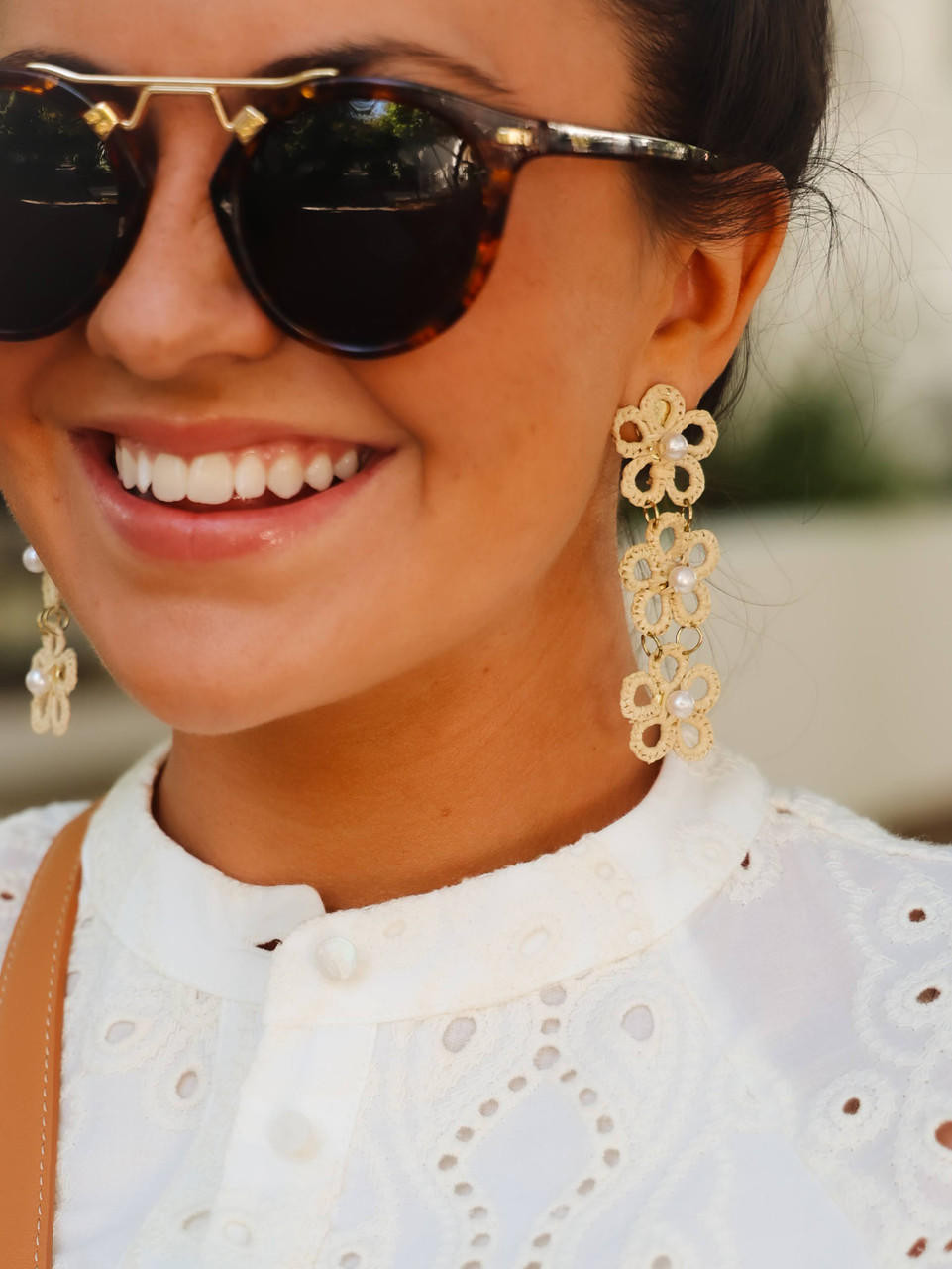 Lee Raffia Triple Flower Statement - Earrings - Belle of  the Ball | Lisi Lerch Inc