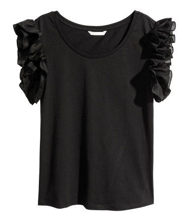 H&M Top with Ruffled Sleeves $9.99 | H&M (US)