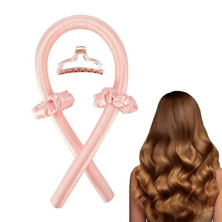 Heatless Curling Rod Headband No Heat Silk Ribbon Curling Rod Hair Roller Curls with Hair Claw Clip Lazy Natural Soft Wave DIY Hair Rollers Styling Tool for Sleep in Overnight | Walmart (US)