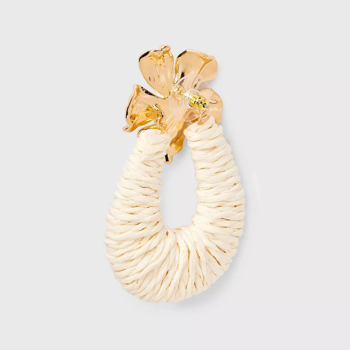 Flower Post Raffia Drop Earrings - A New Day™ Ivory | Target