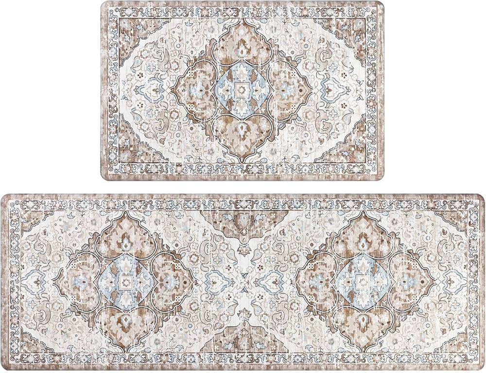 Ileading Kitchen Anti Fatigue Mat Set of 2 Non Skid Waterproof Kitchen Floor Mat Vintage Cushione... | Amazon (CA)