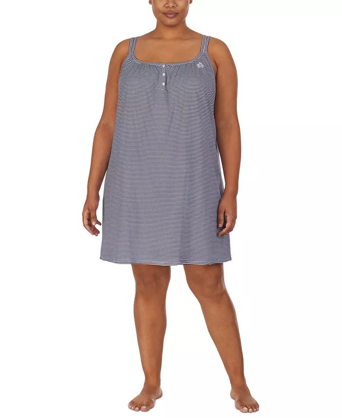 Plus Size Cotton Knit Double-Strap Nightgown | Macys (US)