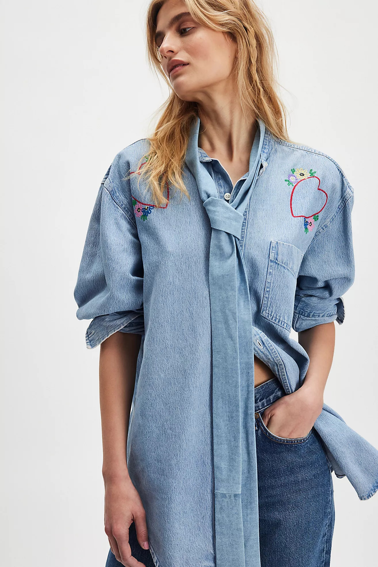 Tricia Fix Denim Tie Top | Free People (Global - UK&FR Excluded)