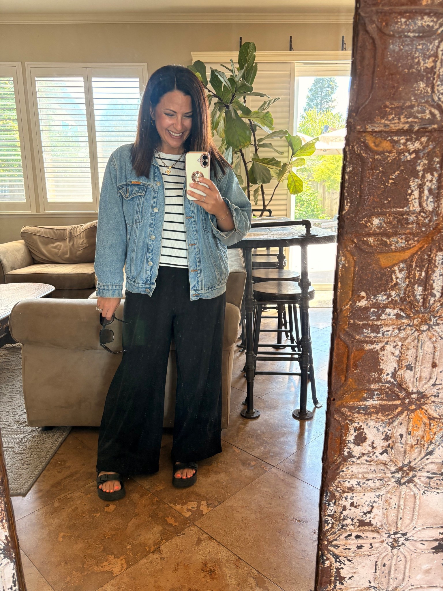 Easy Tuesday outfit 🤍

When you need something quick but still pulled together—this combo never misses. A classic striped tee + flowy wide leg pants + denim jacket = comfy, flattering, and perfect for a full day 👏

✔️ effortless + put-together
✔️ work to weekend approved
✔️ petite-friendly with a slight platform

Wearing a small in the top + jacket, pants are loose and super comfy 🙌


#LTKStyle #LTKWorkwear #TeacherStyle #CasualOutfitIdeas #MomStyle #PetiteFashion #Over40Style #ClassicOutfits #EverydayStyle #EffortlessOutfit
