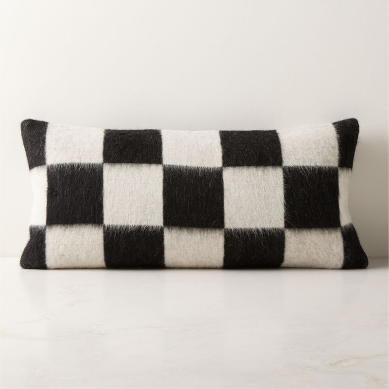 Crosby Black and Ivory Alpaca Lumbar Pillow with Down-Alternative Insert 23"x11" + Reviews | CB2 | CB2