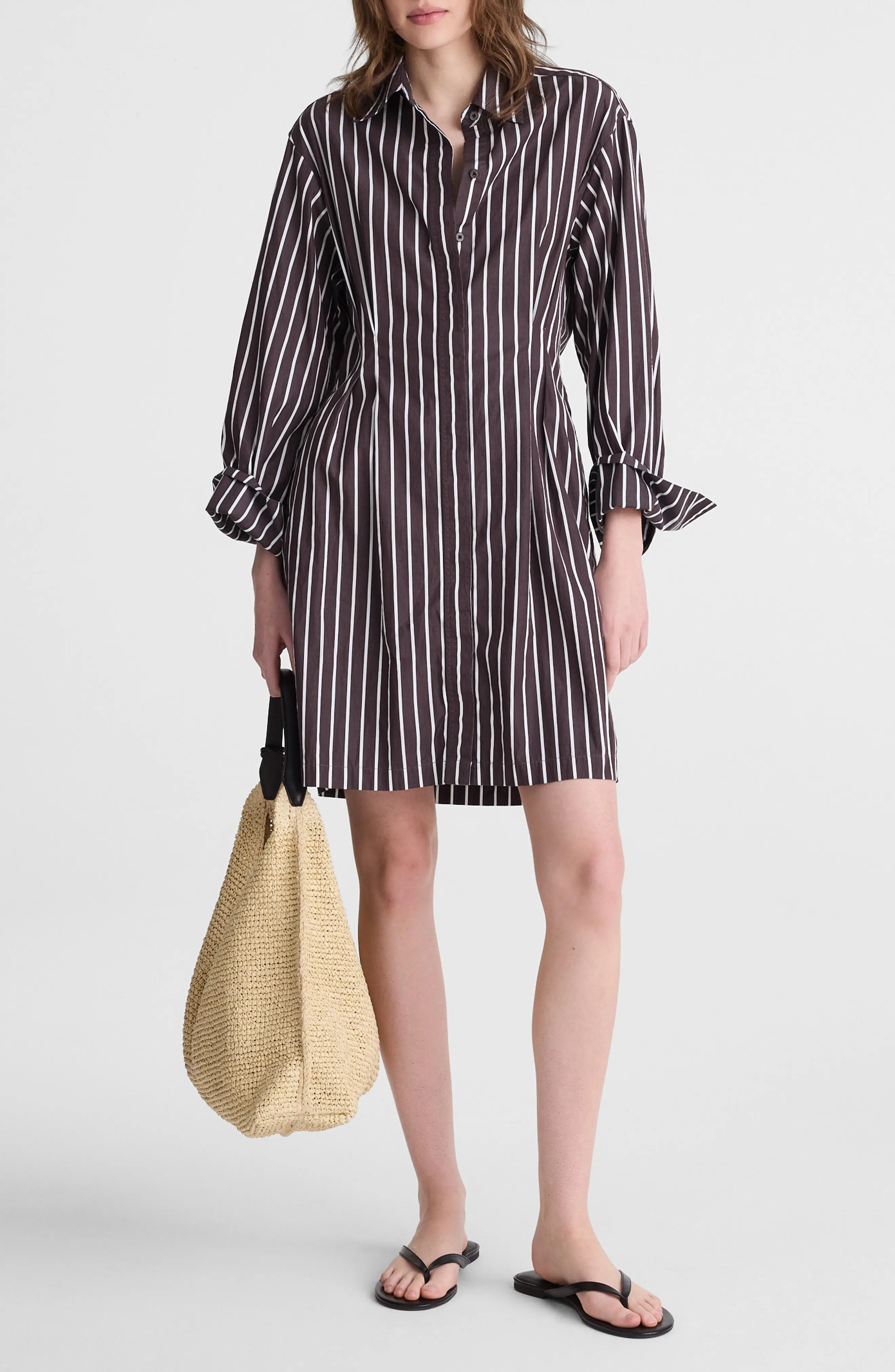 Madewell Tucked Long Sleeve Mini Shirtdress (Women) | Nordstrom | Nordstrom