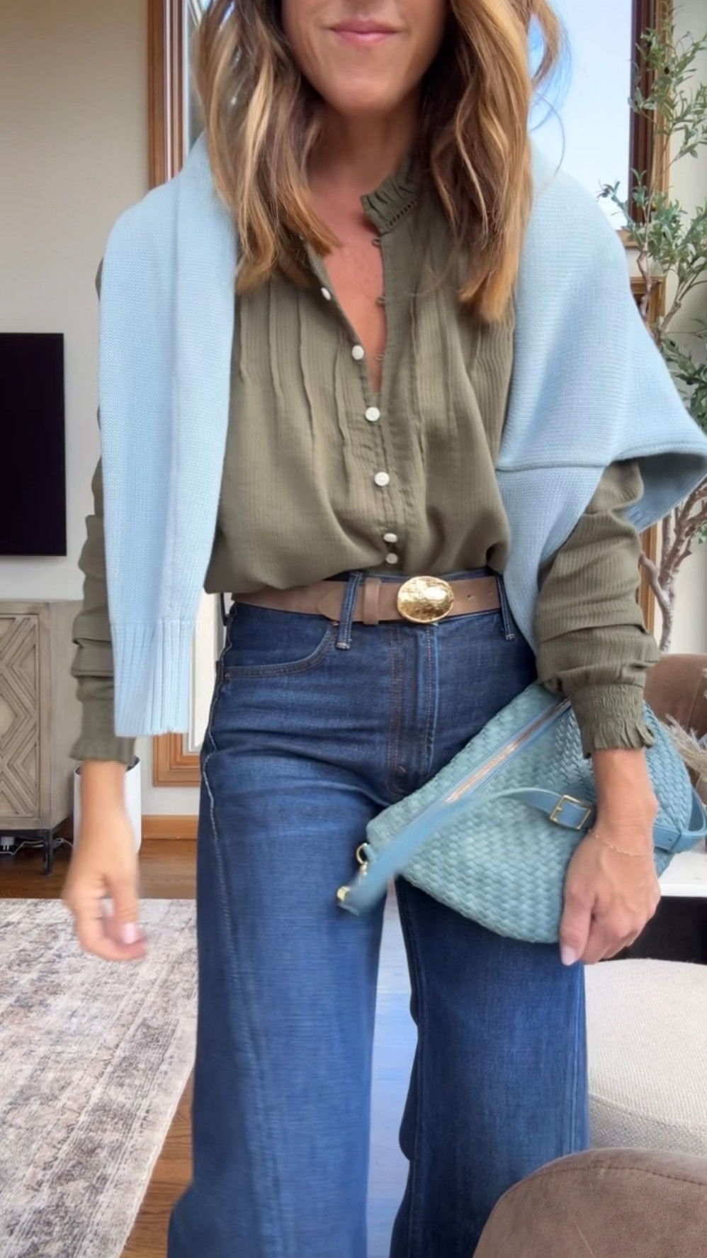 Color mixing, texture, and pretty details. 
Fall outfit. 
XS blouse // S sweater 
XS belt // jeans tts-25 petite here

#LTKootd #LTKSeasonal #LTKOver40