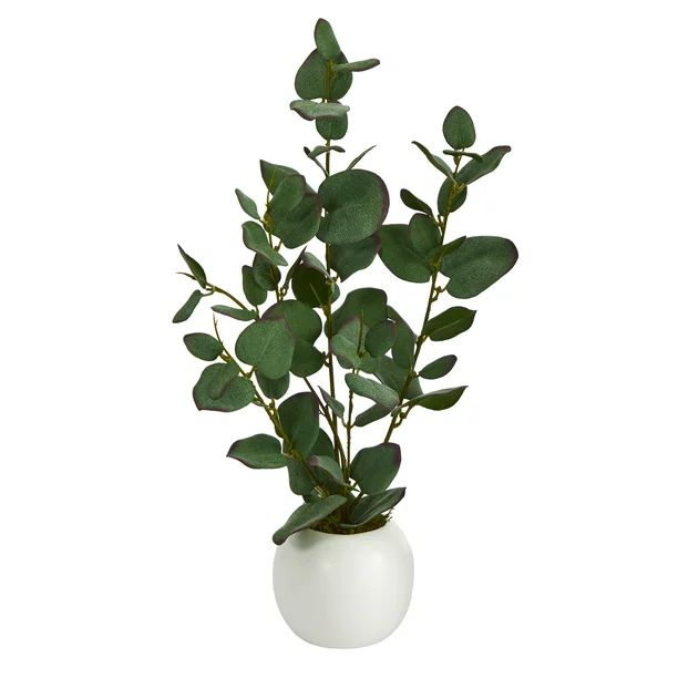 Nearly Natural 16in. Eucalyptus Artificial Plant in White Planter - Walmart.com | Walmart (US)