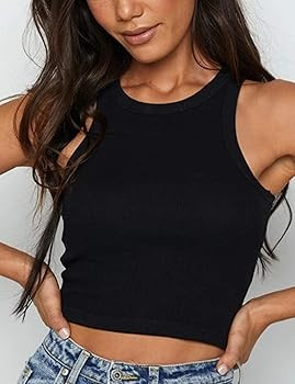 MISSACTIVER Women Basic Sleeveless Vest Crop Tank Top Casual Crew Neck Binding Crop Top | Amazon (US)