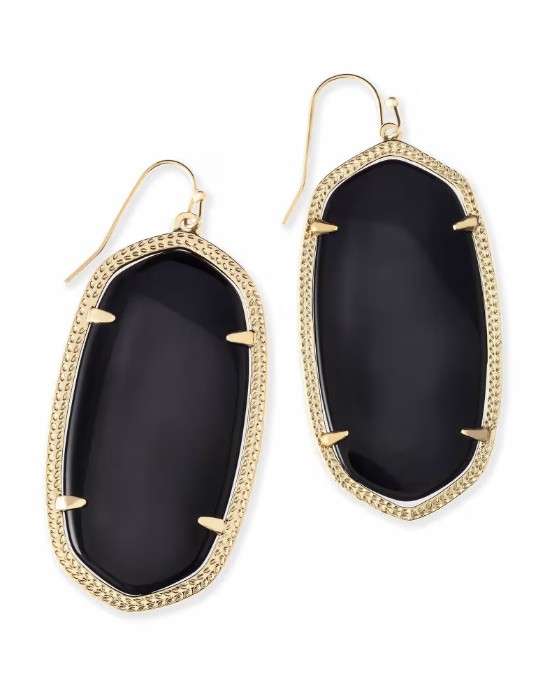 Danielle Gold Drop Earrings in Black Opaque Glass | Kendra Scott | Kendra Scott