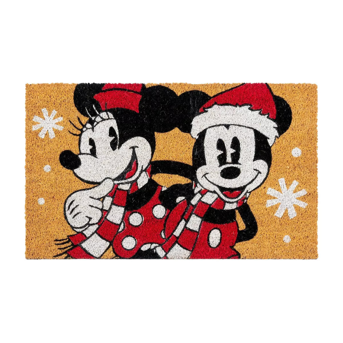 1'5"x2'5" Minnie and Mickey Winter Coir Doormat Red - Disney | Target