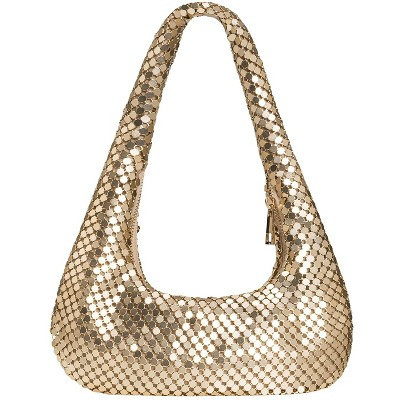 Womens Metallic Evening Bag Cute Hobo Handbag Fashion Shiny Moon-shaped Shoulder Purse Golden | Target