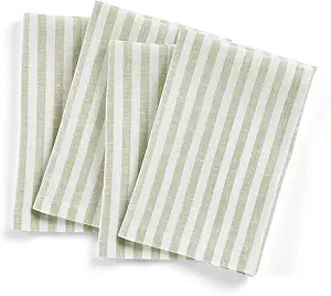 Solino Home Stripe Linen Napkins – 20 x 20 Inch Cloth Dinner, Set of 4 100% Pure Linen Napkins ... | Amazon (US)