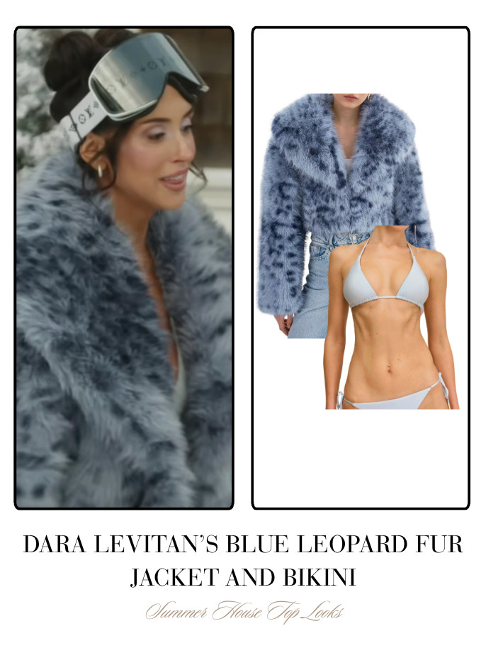 Dara Levitan's Blue Leopard Fur Jacket and Bikini  

 
