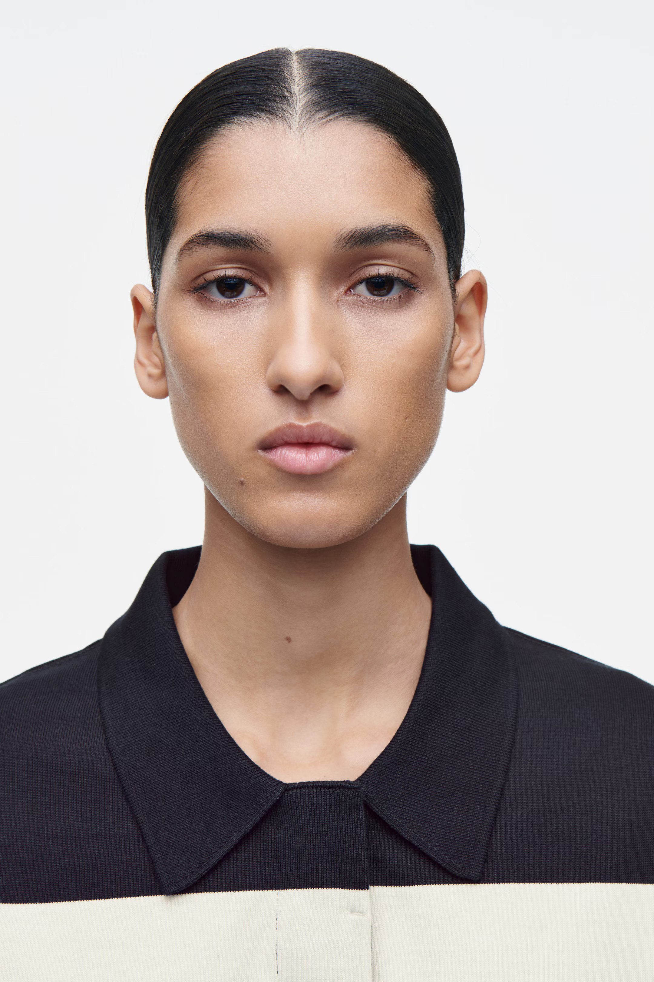 RELAXED STRIPED LONG-SLEEVED POLO SHIRT - NAVY / STRIPED | COS UK