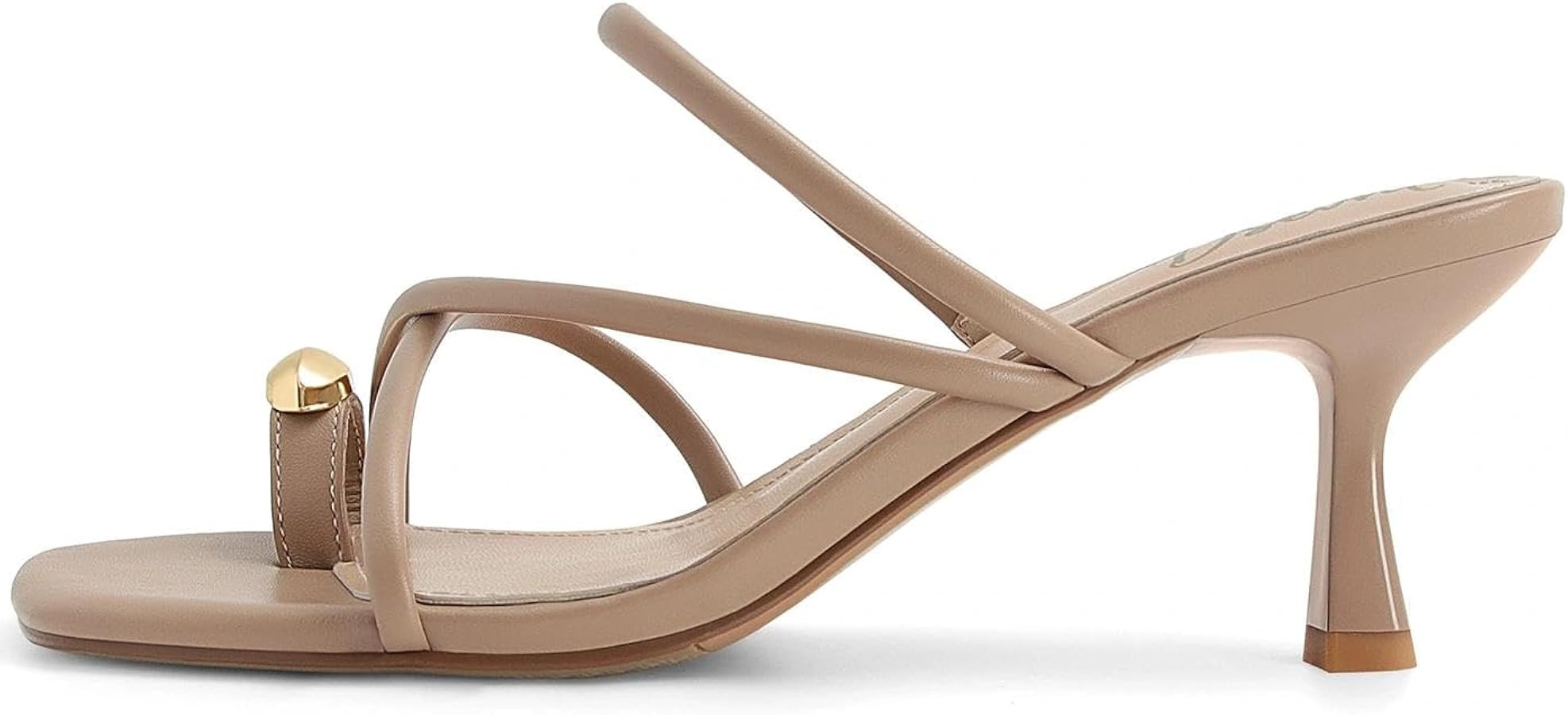 Dsevht Strappy Kitten Heel Sandals Toe Ring Flip Flop Stiletto Low Short Thong Heels Slip On Squa... | Amazon (US)