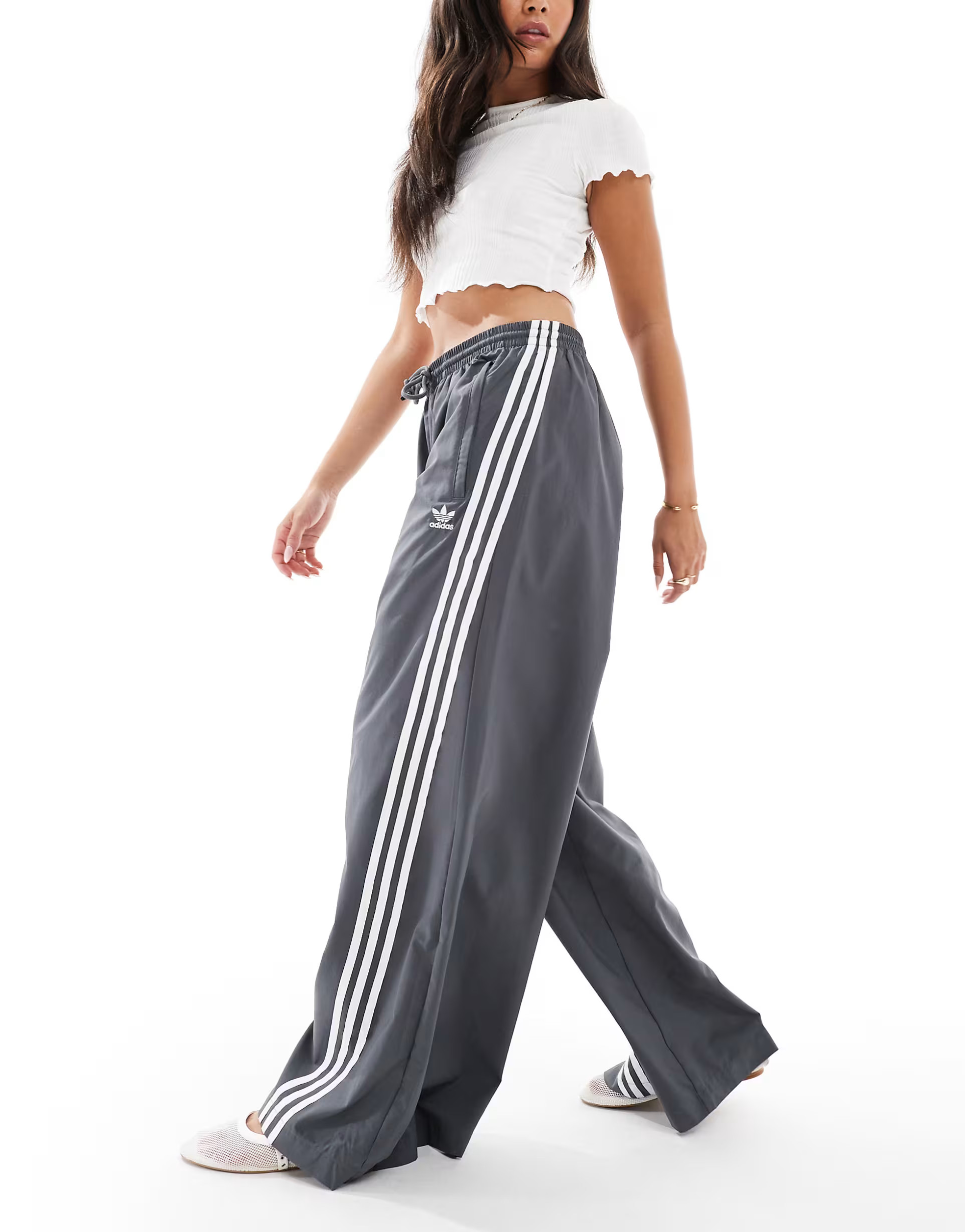 adidas Originals three stripe oversized track pants in grey | ASOS (Global)