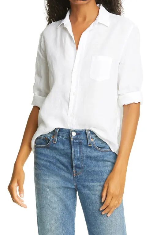 Frank & Eileen Eileen Linen Button-Up Shirt in White Linen at Nordstrom, Size Medium | Nordstrom